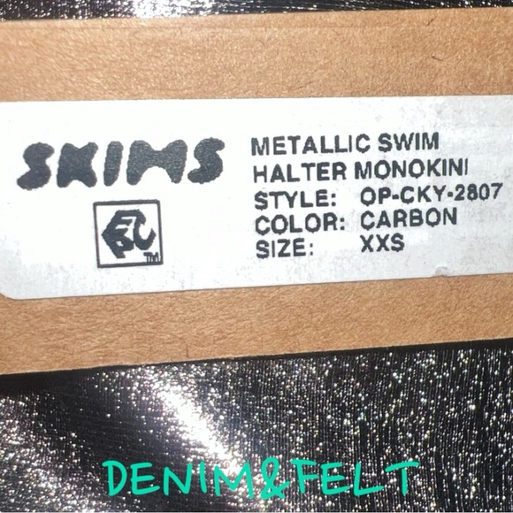 SKIMS METALLIC SWIM HALTER MONOKINI |STYLE: OP-CKY-2807 | COLOR:CARBON | NEW/NET - Picture 5 of 11